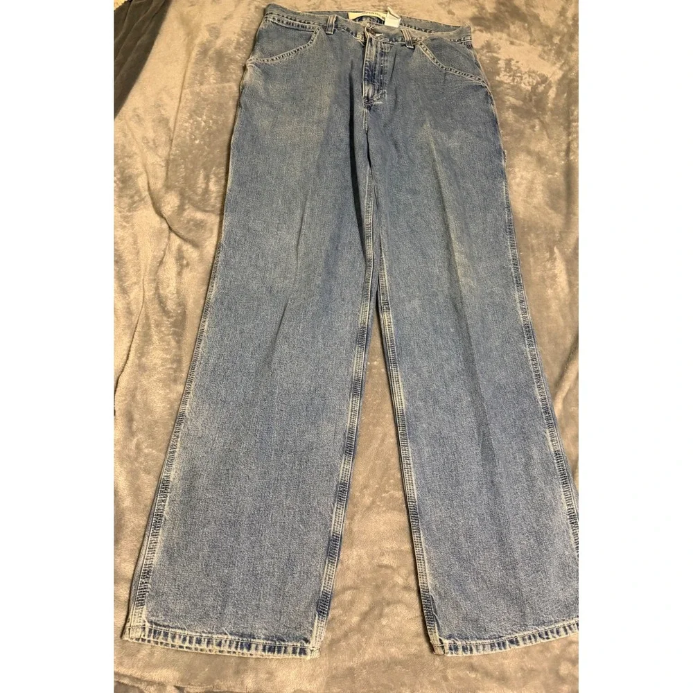 Vintage Gap Carpenter Jeans Mens 34x32 Light Wash Blue Denim Workwear Straight